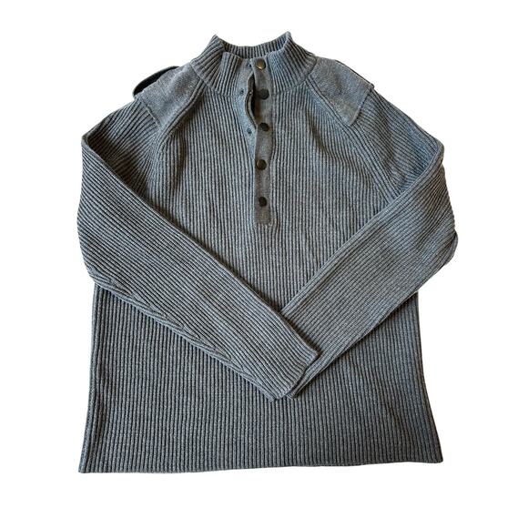 Banana Republic 100% Wool Mens Sweater 1/4‎ Snap Sz Large - Picture 1 of 8
